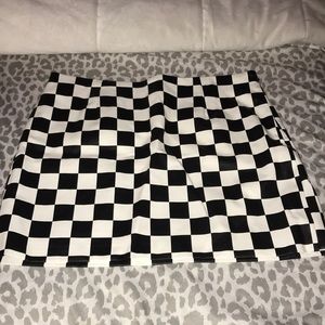Forever 21 Black & White Checker Pleather Skirt